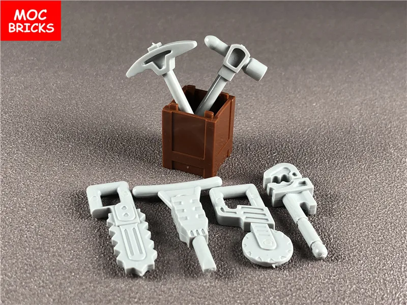 

Set Sale MOC Bricks DIY Logging tool set hammer Saw wrench Bit Educational Building Blocks Toys for children Xmas gifts