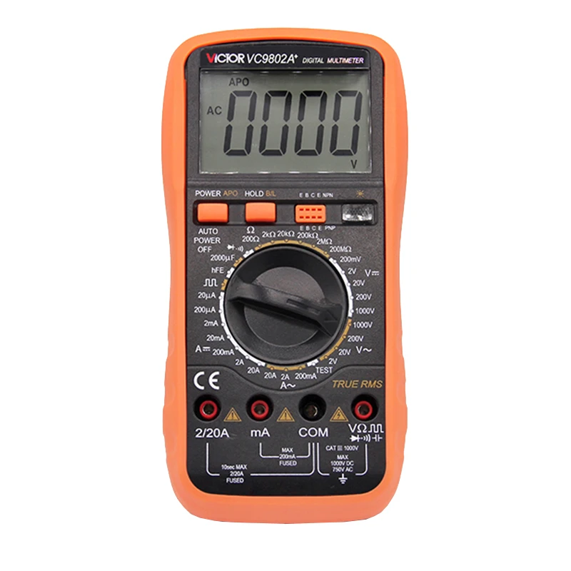 

VC9802A+ Digital Multimeter 3 1/2 DMM Firewire judgment handheld with backlight with True RMS
