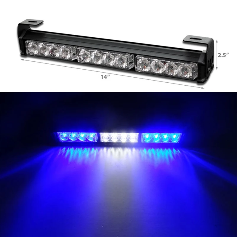 Super Bright 12V 3x4Led Blue White Blue Car Police Strobe Emergency