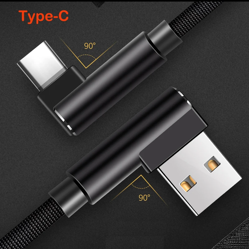 Usb type C кабель для быстрой зарядки передачи данных 5 цветов 90 градусов локоть