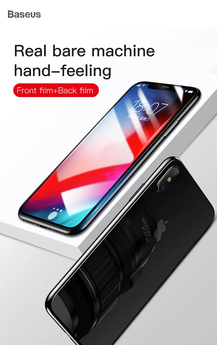 Переднее стекло Baseus+ заднее закаленное стекло для iPhone Xs Max XR Защитное стекло для экрана протектор для iPhone Xs Max