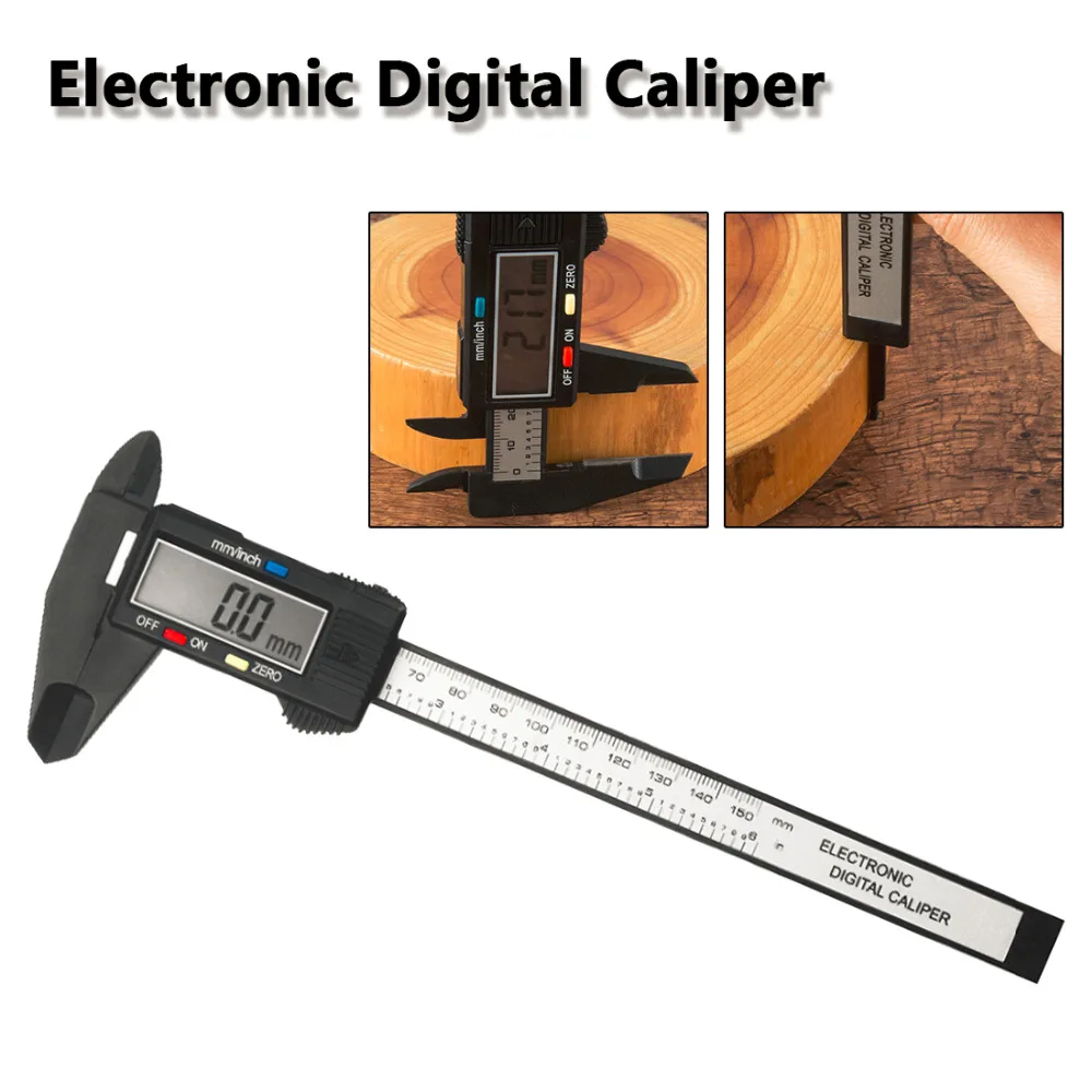 LCD Digital Electronic Carbon Fiber Vernier Caliper Gauge Micrometer Ruler 150mm