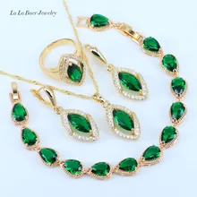L& B Лучший Подарок на годовщину золотой цвет зеленый создан Изумрудный браслет из белого циркония свадебный набор украшений для женщин