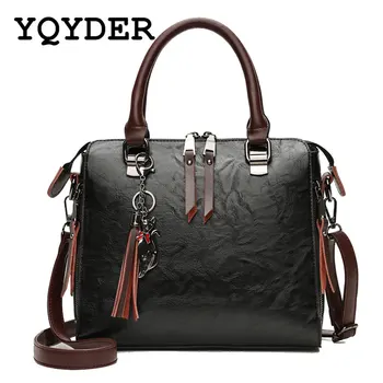 

Women Vintage Bag Pu Leather Bucket Bags Female Double Zipper Handbags Tassel Pendant Shoulder Messenger Bag Casual Tote Bag Sac