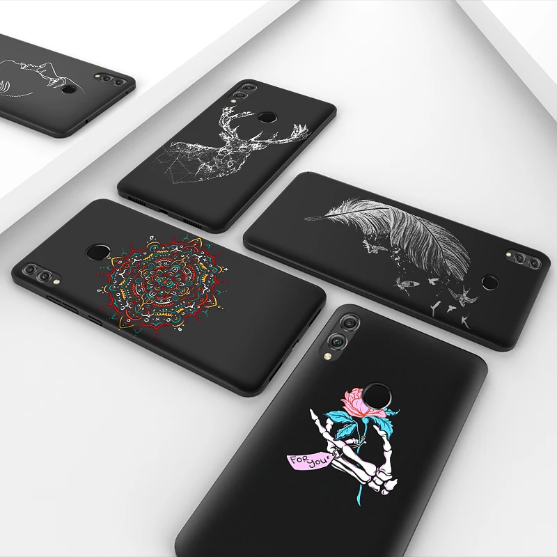 3D DIY окрашенный чехол для Huawei Honor 8X 8A 10 Lite Чехлы черный телефона 7C 7A 20 Pro 9 20S 10i