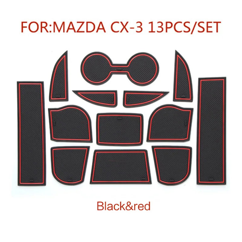 

NEW 13PCS/SET Gate slot mat For Mazda CX-3 Door groove mats Anti Slip Mat Pad/Cup Cushion Red Blue White CX3