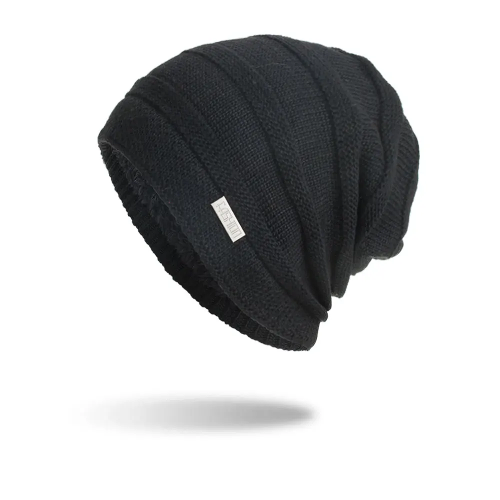 Joymay новая зимняя шапка Унисекс Skullies& Beanies вязаная шапка шапки Gorro шапка s для мужчин и женщин Прямая поставка WM105 - Цвет: Black