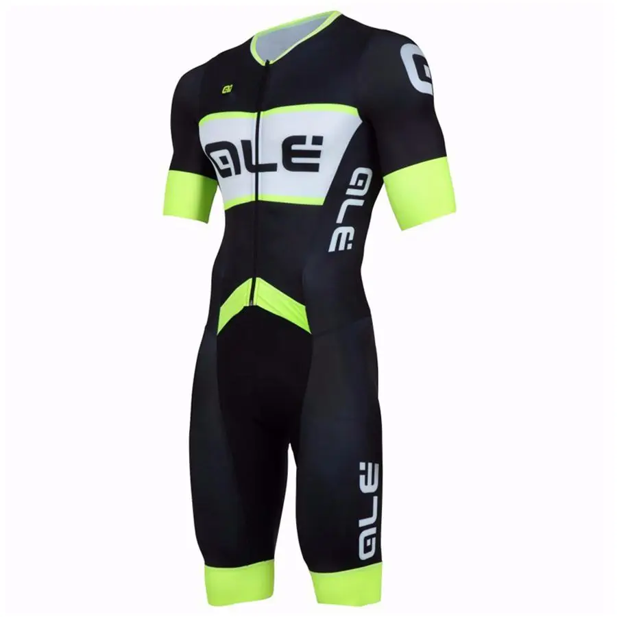 Новый 2017 fluo Green Team Велоспорт скафандр Для Мужчин's Триатлон Спортивная одежда