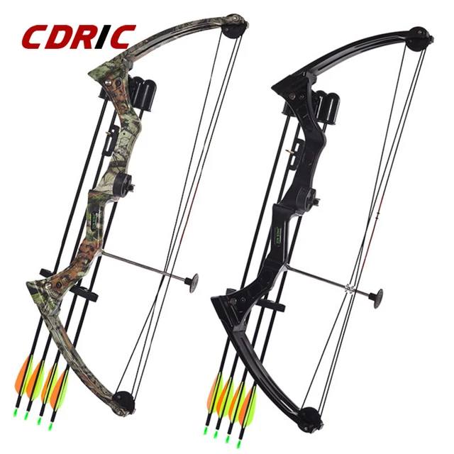 US $68.84 Two color For Kids Youth 20 Pounds Aluminium Alloy Bow Hunting Bow & Arrow Set Pulley Fish Shooting