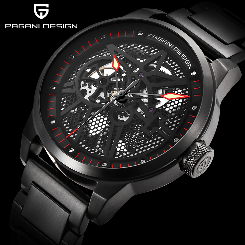 

PAGANI DESIGN Top Brand Luxury Men Full Steel Mechanical Watches Sport skeleton Automatic Self-Wind Men's Watch montre homme