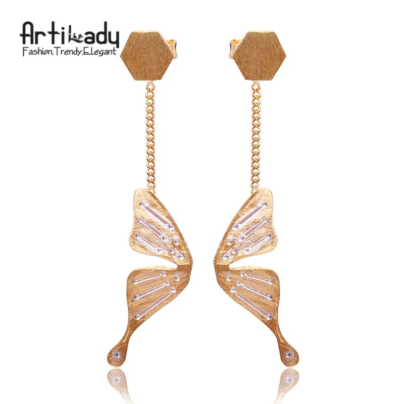 

Artilady 925 sterling silver earrings butterfly wing earrings for women jewelry