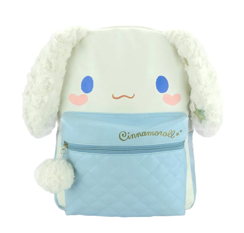 Cute Cinnamoroll Dog Plush Ears PU Leather Backpack Schoolbag Kids Elementary School Backpacks Children School Bags for Girls