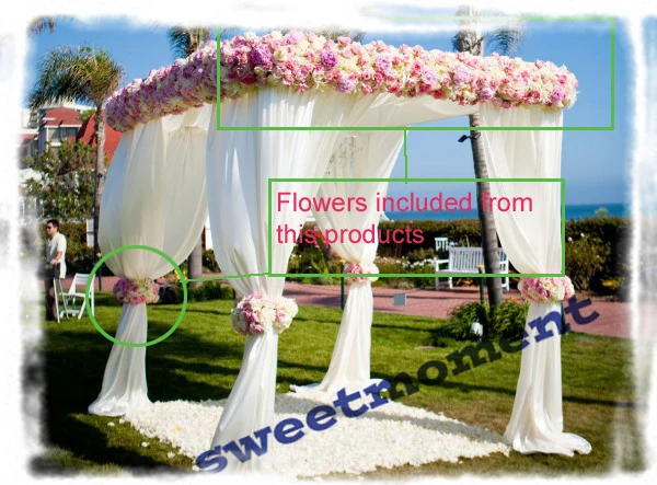

White Wedding pavilion Drape & pipe with valance tent stand and Curtain Fake Flowers included
