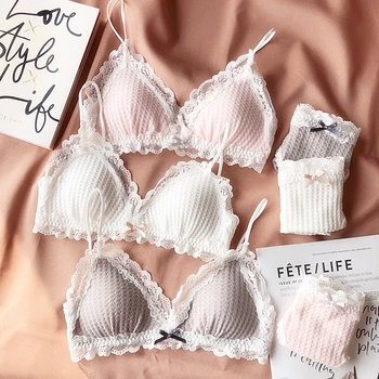 

Wriufred Soft Wool Brassiere Comfortable Underwear Ladies Sexy Triangle Cup Plus Size Bra Set Breathable lingerie Panties Sets