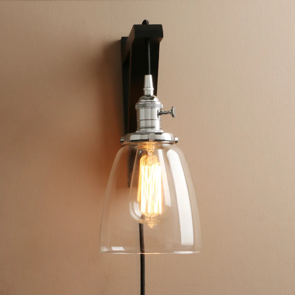 Permo деревянные крючки для лампы ручной работы, настенный светильник-бра, винтажный стеклянный настенный светильник с деревянной подставкой, лофт светильник, s светильник, украшения для дома
