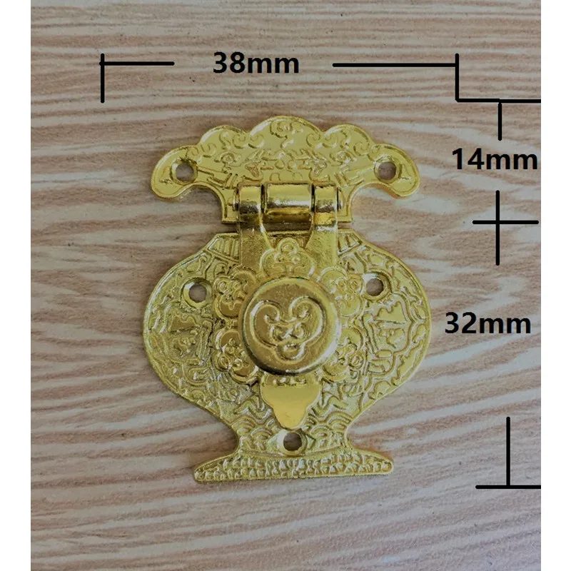 

8Pcs 38x46mm,Yellow Alloy Wooden Jewellery Box Vase Buckle Metal Box Hasp Pattern Latch Lock Decorative Antique Vintage