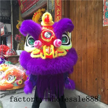 

Chinese Folk art Lion Dance mascot Costume wool Southern Lion For two adults Clothing Advertising Carnival Halloween Christmas