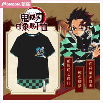 

Anime DATE A LIVE Kamado Tanjirou Cosplay Costume Summer T-Shirt Black Men Tops High Quality