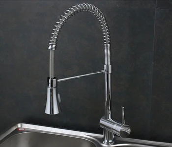 

Chrome Kitchen Faucet Double Sprayer Vessel Sink Mixer Tap Deck Mounted Single Hole Fauce