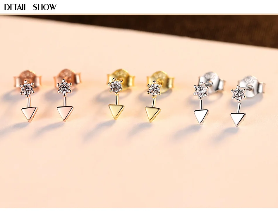 

S925 sterling silver earrings zircon simple creative girls small earrings LBM37