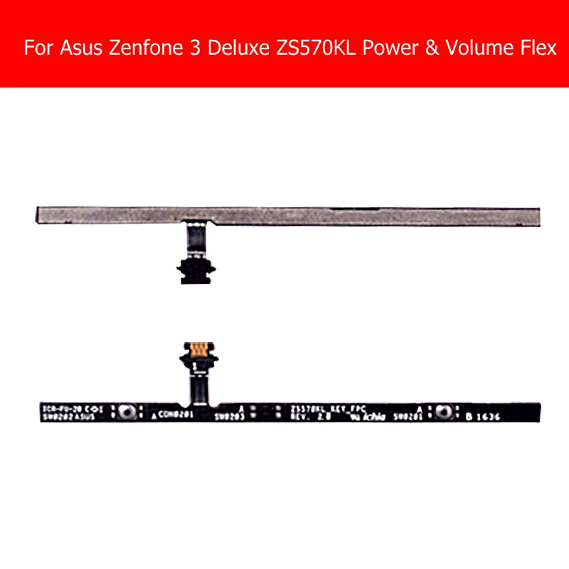 

100% Genuine Volume & Power button Flex cable For Asus Zenfone 3 Deluxe ZS570KL Z016D_Sidekey_FPC PCB cell phone accessory parts