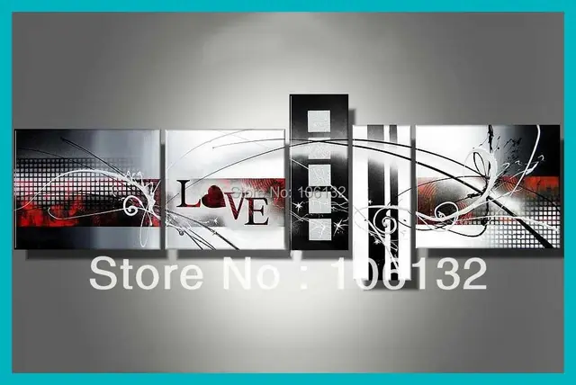 Us 199 0 Quadro Kontemporer Framed 5 Panel Besar Hitam Putih Dan Red Wall Art Cinta Abstrak Minyak Lukisan Kanvas Gambar A0203 Di Painting Us 199 0 Quadro Kontemporer Framed 5 Panel Besar Hitam Putih Dan Red Wall Art Cinta Abstrak Minyak Lukisan Kanvas Gambar A0203 Di Painting