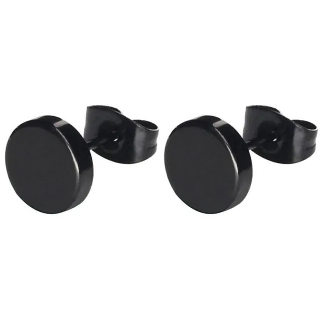 Round 8mm Men Earring Stainless Steel Small Ear Studs Punk Black Round 8mm Men Earring Stainless Steel Small Ear Studs Punk Black Gold Silver Earrings For