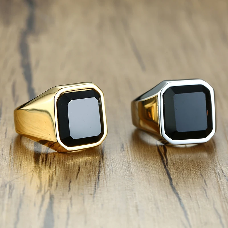 Новое мужское кольцо с черным камнем кольцо из нержавеющей стали 316L для мужчин элегантное качество титановое кольцо Utr8021