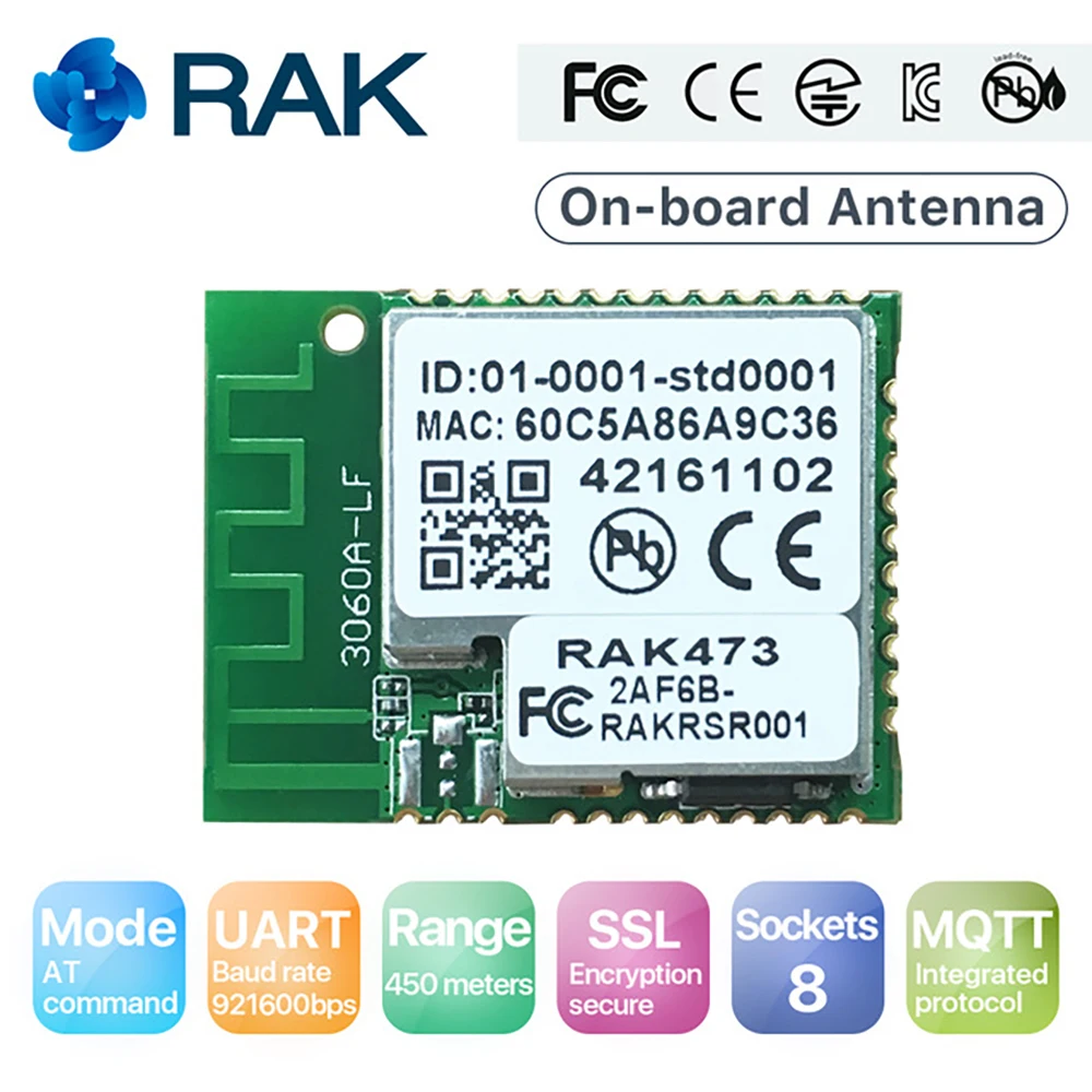IoT UART WiFi Module Serial to WIFI Wireless Ameba AT Command Tcp Ip Integrated MQTT 450 Meters RTL8711 RAK473 Q120 |