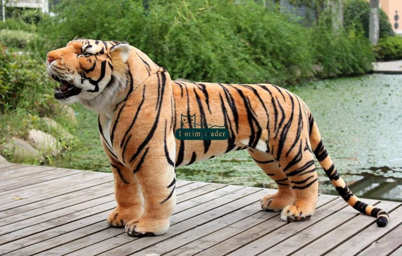Dorimytrader Lifelike 110cm Animal Tiger Plush Toy Large Stuffed Standing Tiger Gift  Home Decoration Teaching and photography props DY61526(24)