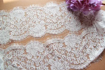 

13cm Width White lace trim Hollow out flower embroidery lace fabric Eyelash lace trim