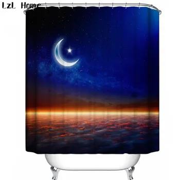 

High Quality Christmas Shower Curtain 3d Nature Scenery Sea Modern Creative Design Waterproof Fabric Bath Curtain For Bathroom