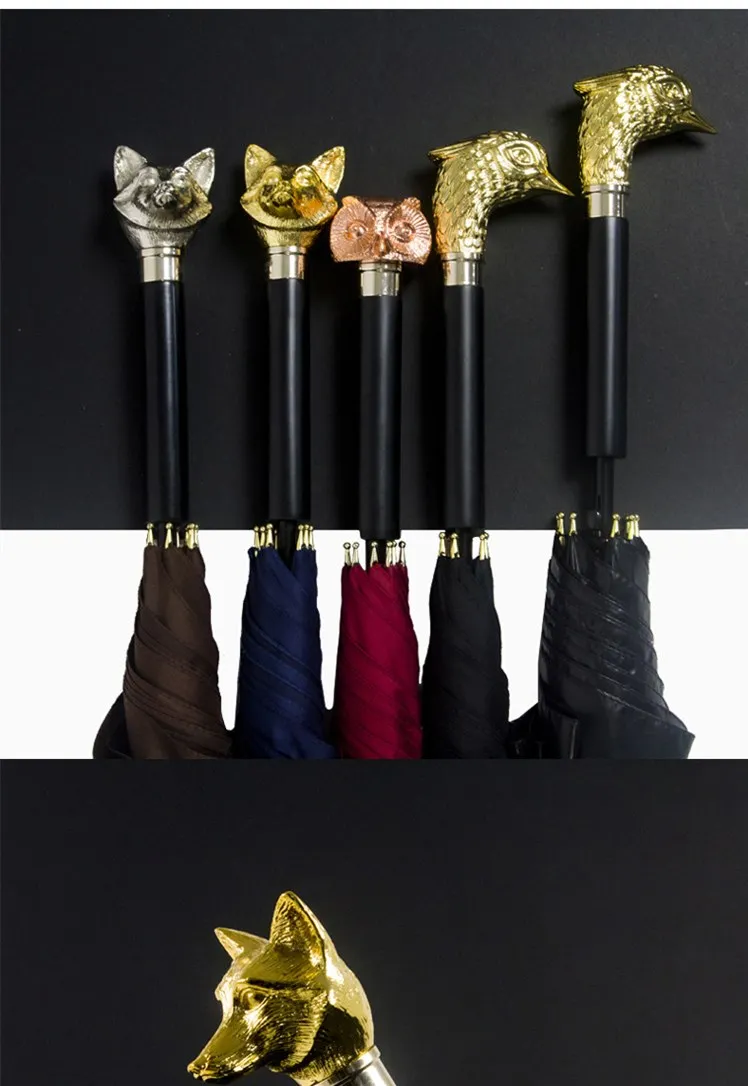 Зонт для джентльмена в виде животного, непромокаемый зонт для мужчин и женщин, неавтоматический Зонт с длинной ручкой, элегантный Рождественский подарок на год