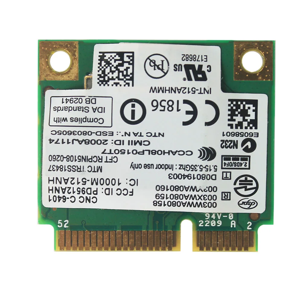 INTEL WiFi Link 5100 512AN_HMW A/G/N двухдиапазонный WiFi WLAN Половина мини PCIe карта 300 м