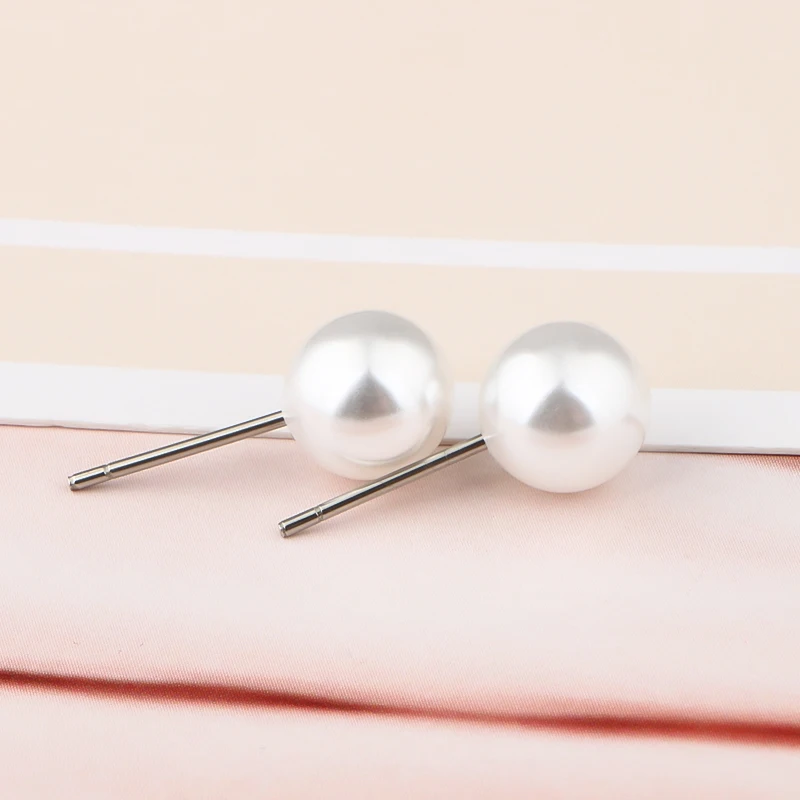 CHUKUI Wholesale Kolczyki Kids Imitation Pearl Earrings Girls Stainless Steel Stud Earrings Hypoallergenic Jewelry (9)