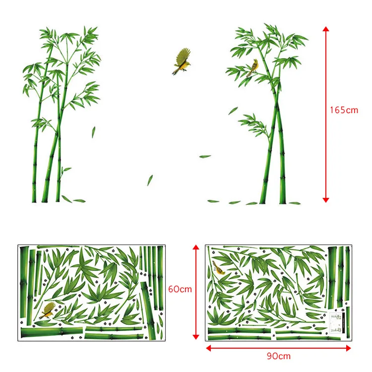 2 шт 60*90 см наклейка на стену ПВХ бамбуковый узор DIY Наклейка Настенная художественная Съемная наклейка s для гостиной ванной комнаты домашний декор для Dro