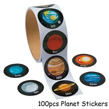 100 stücke Planet Papier Aufkleber Weltraum Geburtstag Party Dekorationen Kinder Astronomie Mars Erde Papier Aufkleber Tag Partei Liefert