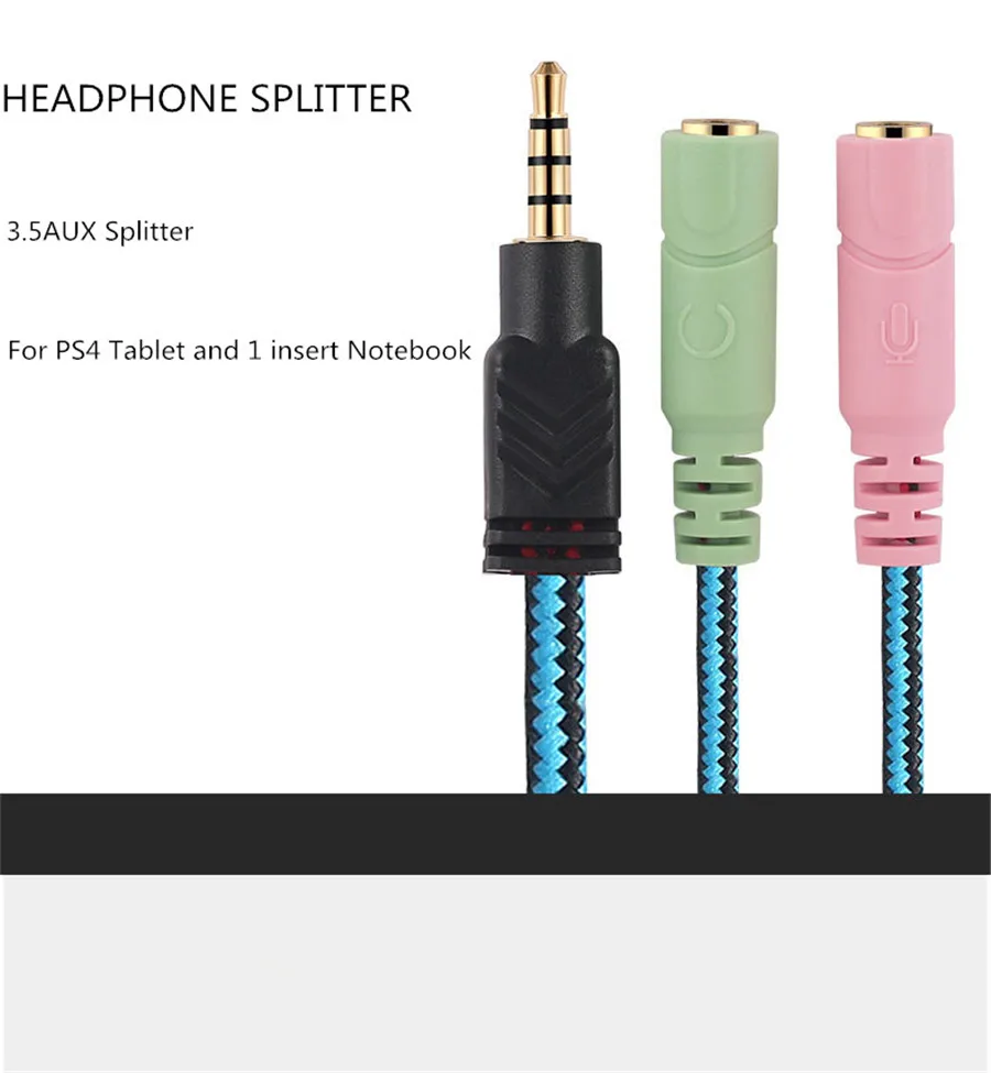cheap 3.5mm Aux Headphone Splitter For G2000 G9000 Gaming Headset For PC Computer Tablet PS4 X BOX Notebook High quality