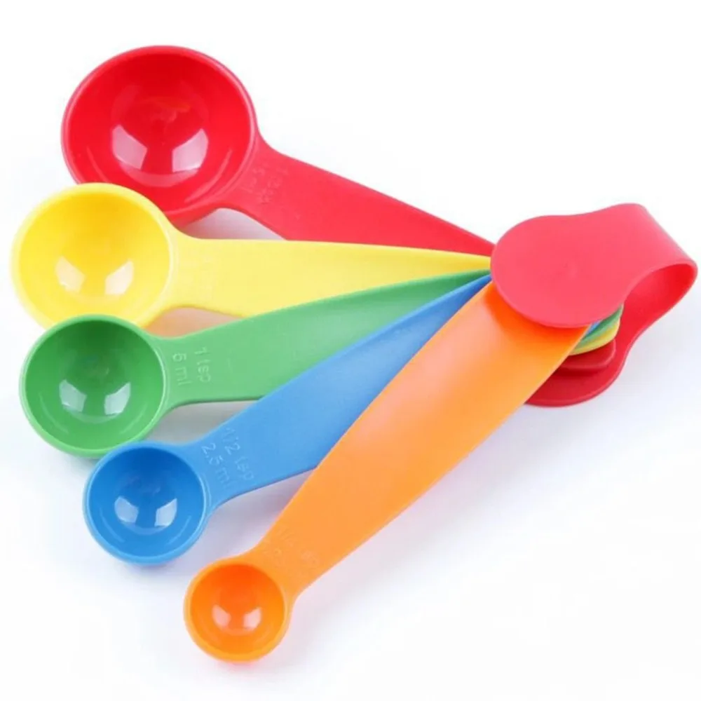 5/Set Colorful food grade plastic milkshake measuring spoon Cake Baking