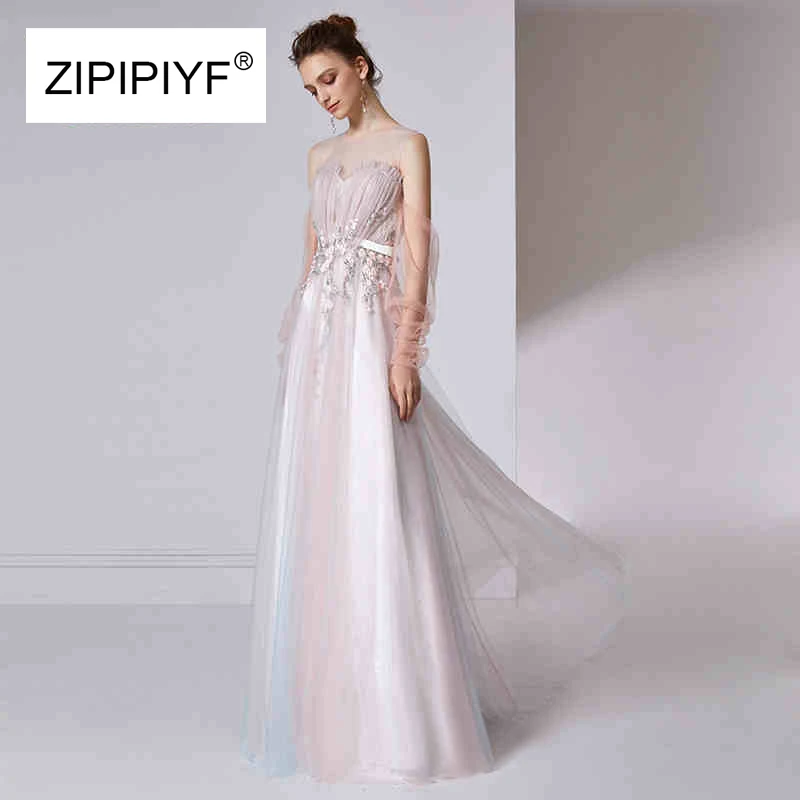 

2018 Spring Party Dress Solid O-Neck Backless Hollow out A-Line Dress Celebrity Long Sleeve Floor-Length dress Vestidos D1700