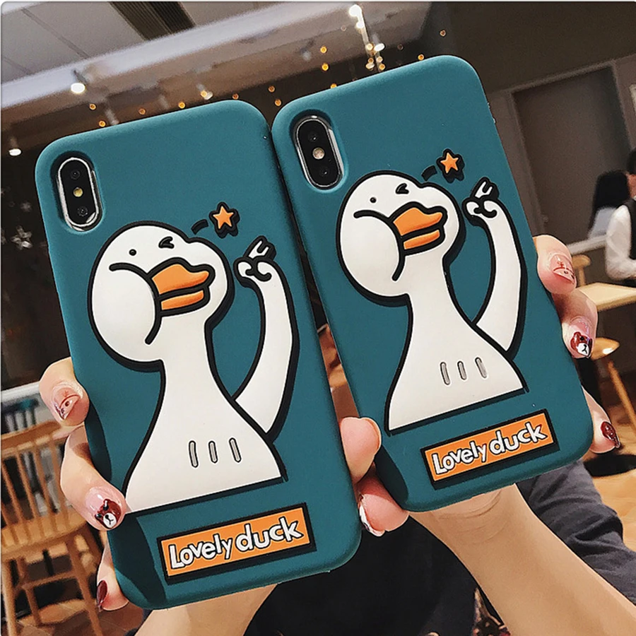 

case for iphone XS MAX XR X 8 7 plus case cover cute 3d cartoon duck soft silicone phone bag case for iphone 6 6s plus capa