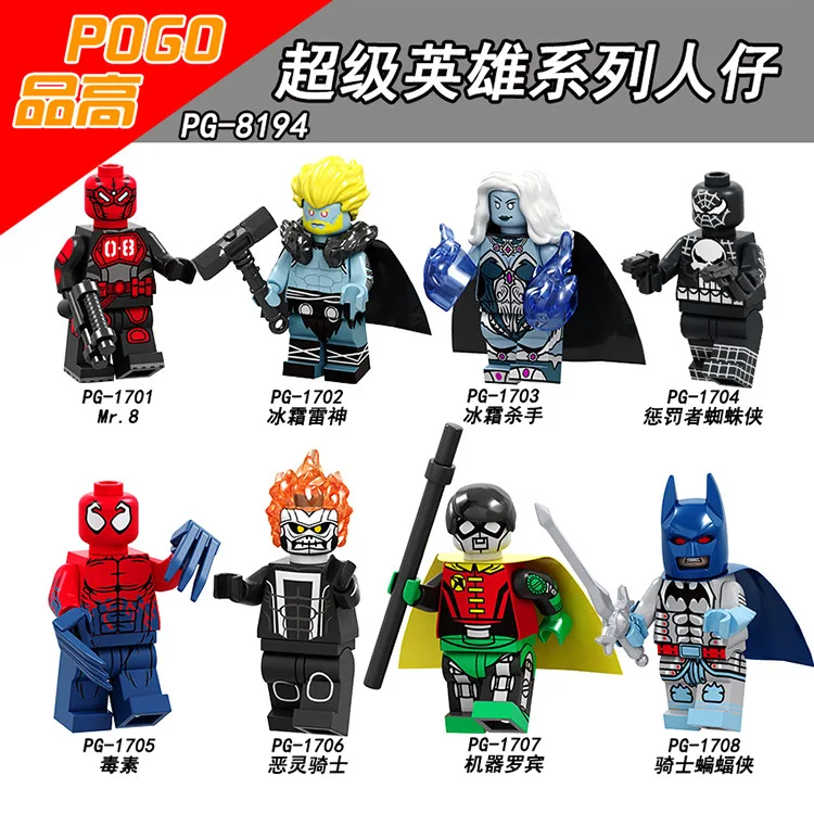 

Superhero Spider-Man Thor Robin Batman Mr.8 Ghost Rider Minifigured Building Blocks Figure Bricks Compatible With Legoings