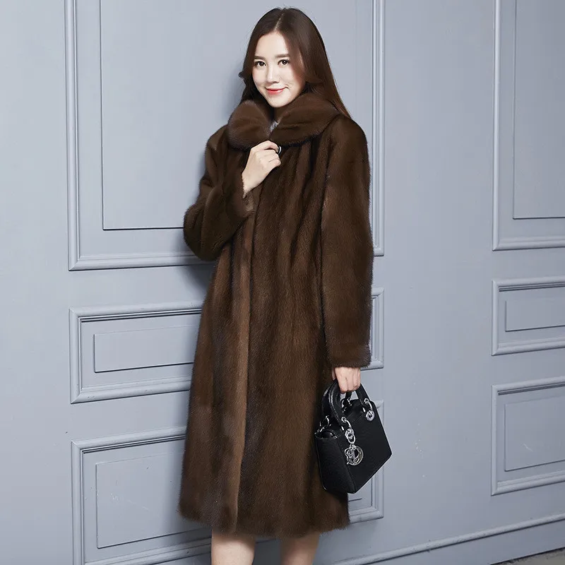 

Women's Mink coat Women's Overall Length 2018 New Mink Fur coat Large size was Thin Warm jacket More Size S-5XL 6XL