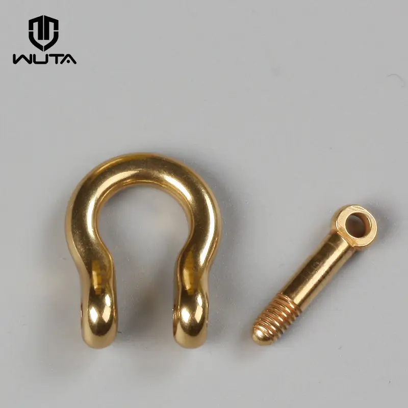 Solid Brass Bow Shackle Joint Connect Small D Ring Key Chain Hook 