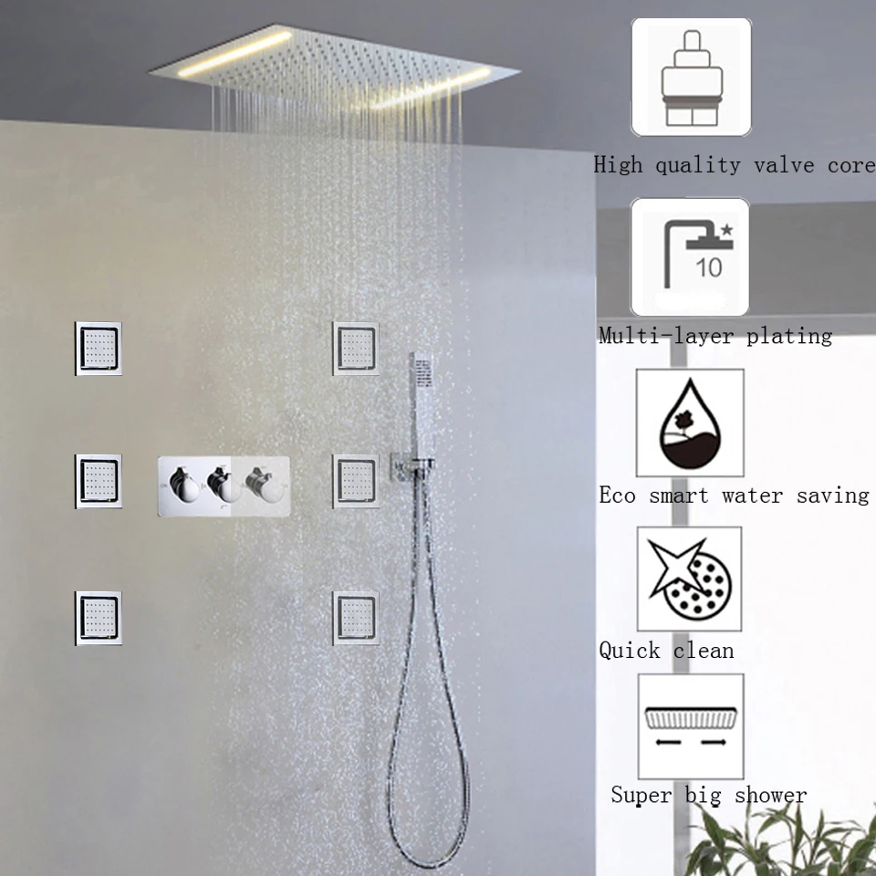 

Bathroom Combo Accessories 110V~220V AC Shower Head Rain Bath & Shower Hot And Cold Water Mixer Tap Bathroom Shower Faucet Set