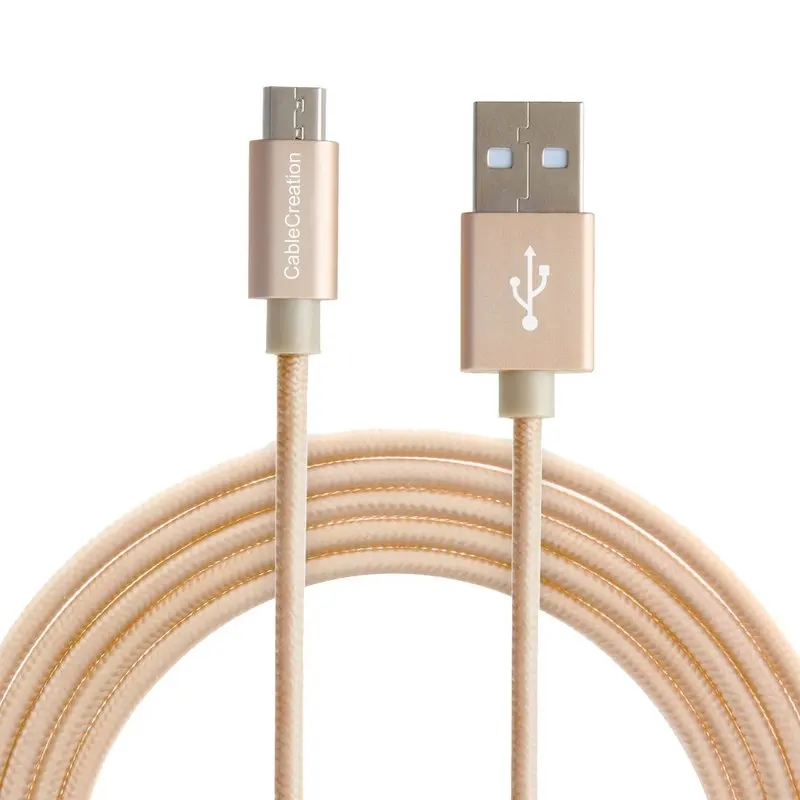 المصغّر usb كابل يو إس بي 2.0 إلى مايكرو-كابل يو اس بي عالية السرعة وذكر ل مايكرو B الثلاثي كابل محمي 1.8 متر/ الذهب القطن و الألومنيوم