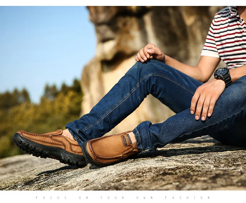 New Outdoor Hiking Shoes Breathable Sport Sneakers for Men Genuine Leather Causal Shoes Comfortable Trekking Shoes  (6)