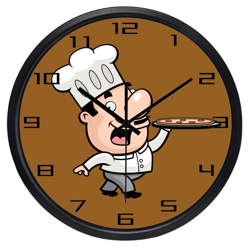 Hot Brand Cartoon Coffee Shop Pizza Wall Clock Beautiful Hold Super Quiet  Watch _ - AliExpress Mobile