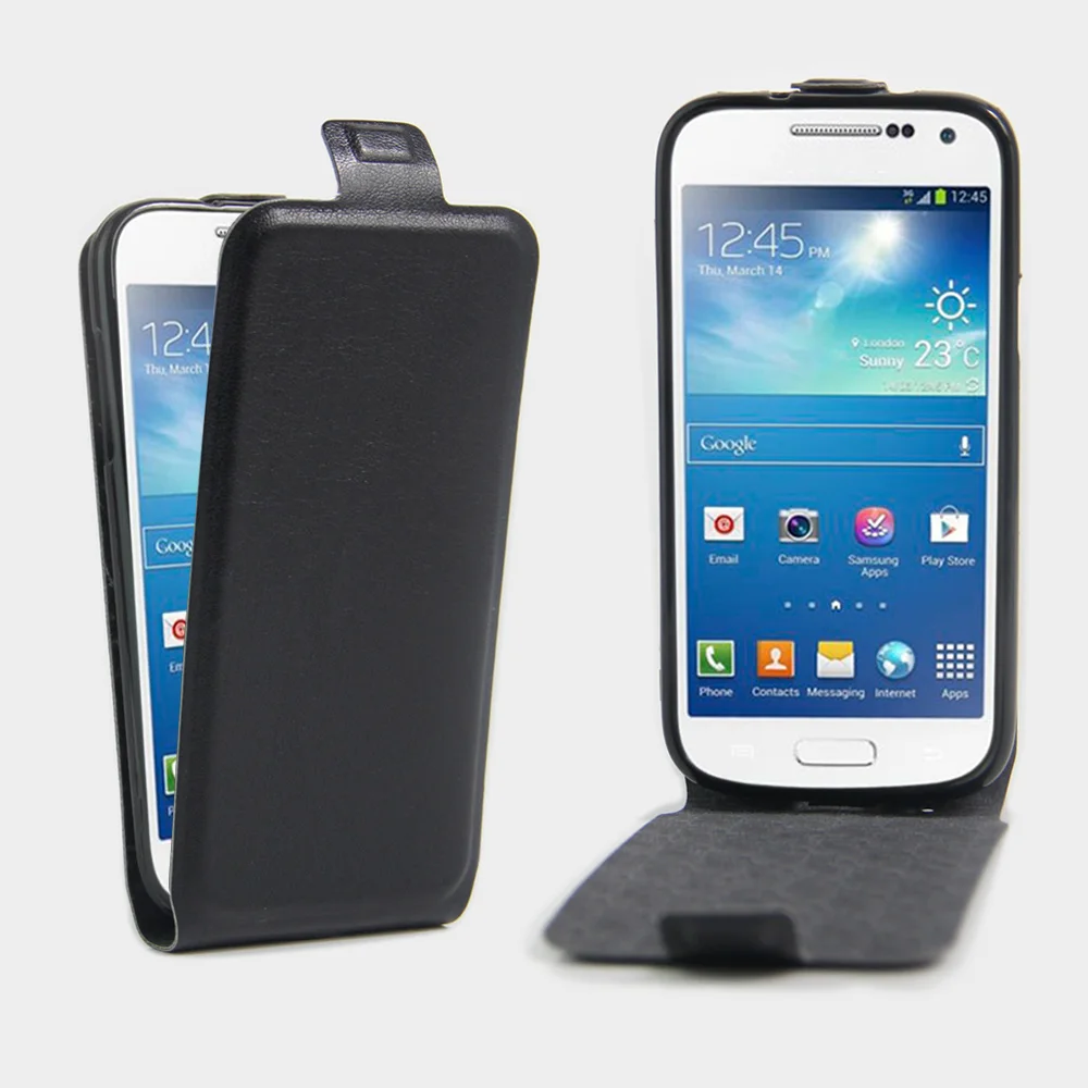 Черный Чехол для samsung Galaxy S4 Mini i9190 кожаный чехол Магнитный защитный чехол-книжка чехол раскладушка кобура - Цвет: Черный