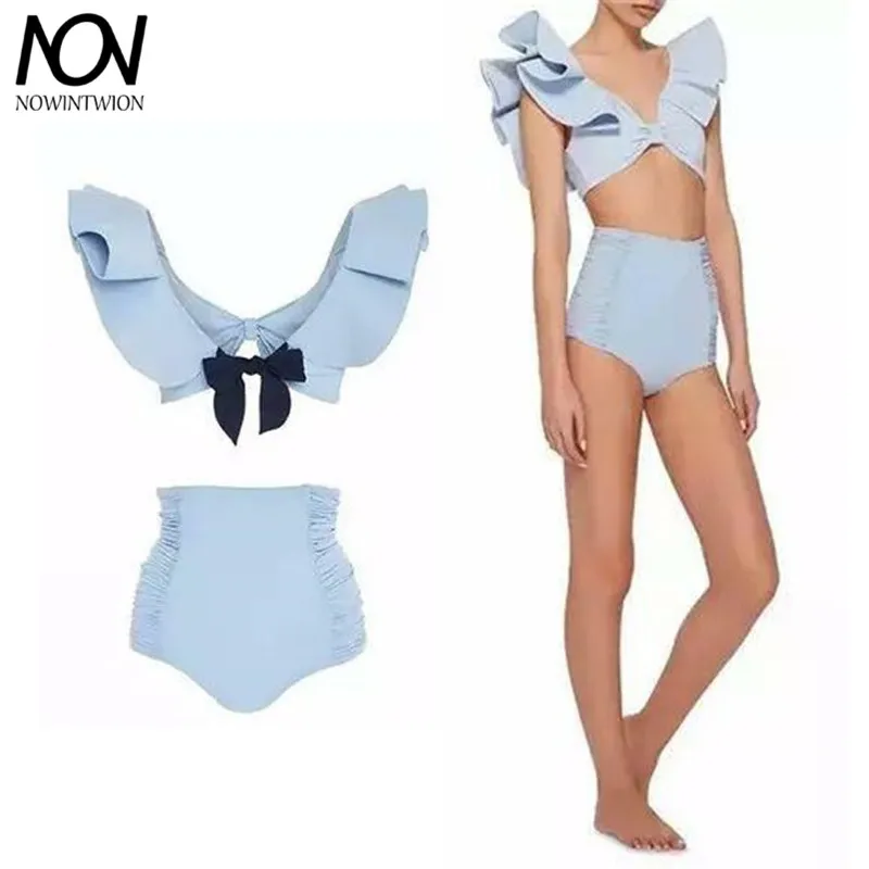 

Bikini Set Of Women 2019 New Swimwear Swimsuit For Women Lovely Flounce Beach Wear Push Up Bathing Suit Sexy Deep V Bikini Hot